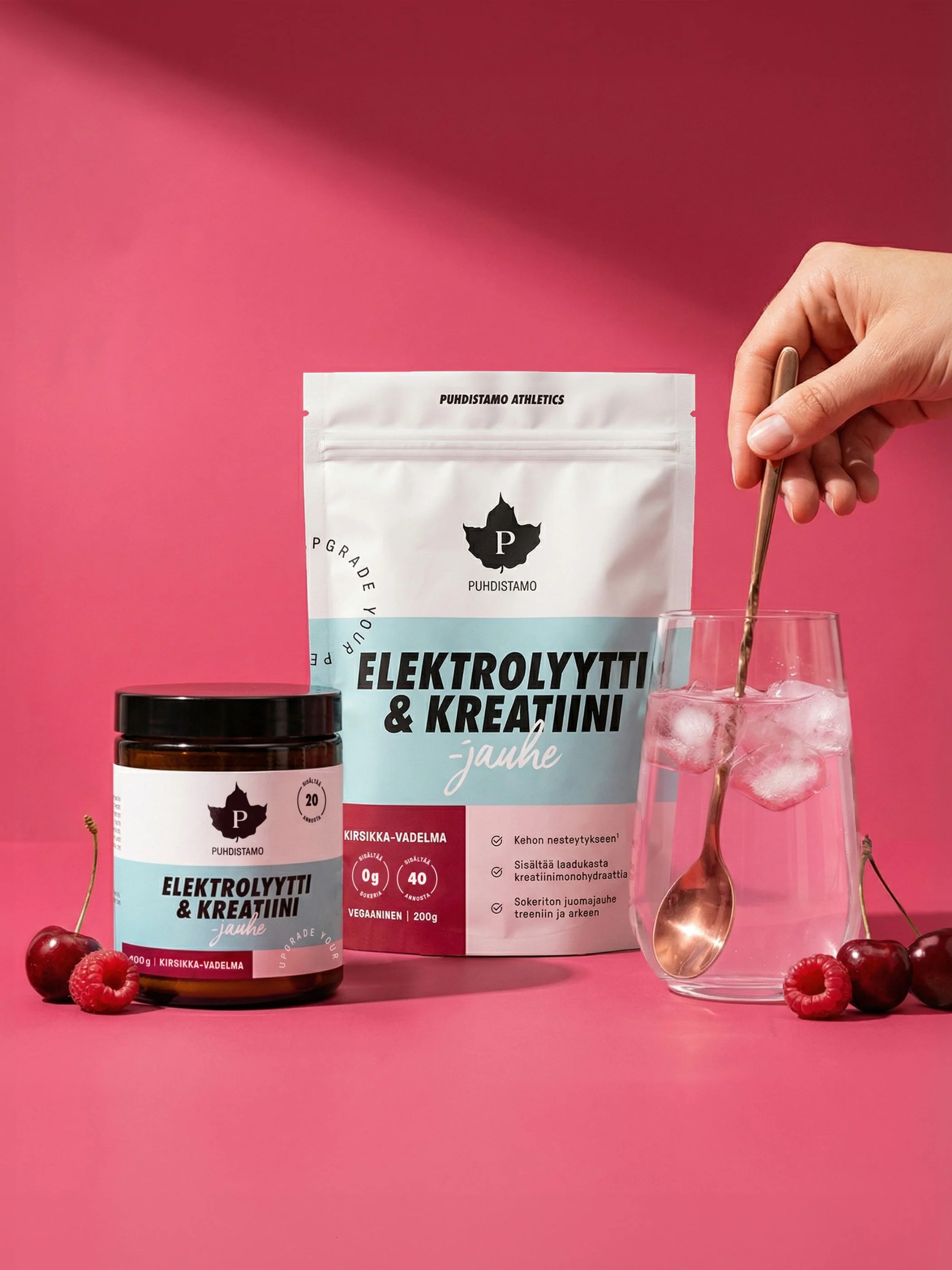 Elektrolyytti & Kreatiini -jauhe Kirsikka-Vadelma 100 g - Image 3